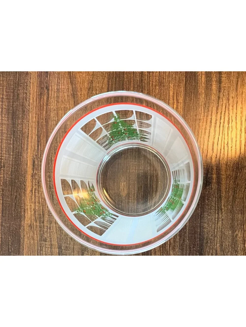 Set Of 4 Christmas Tree Glasses Old Fashion Style Snow Frosted window Pane Scene